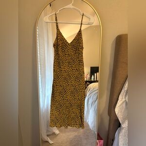 Audrey Yellow Leopard Print Midi Dress
